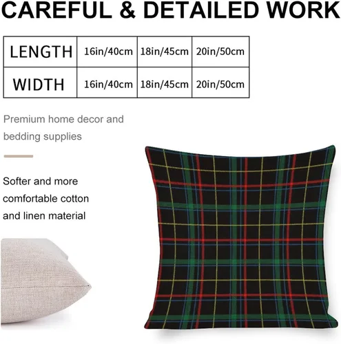 Vista 2 de Funda de almohada a cuadros de búfalo verde y negro, 16 x 16 pulgadas, patrón geométrico de cuadros, funda de almohada decorativa moderna para sofá