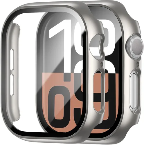 Vista 14 de Paquete de 2 fundas rígidas de policarbonato compatibles con Apple Watch, con protector de pantalla de cristal templado sin burbujas para accesorios