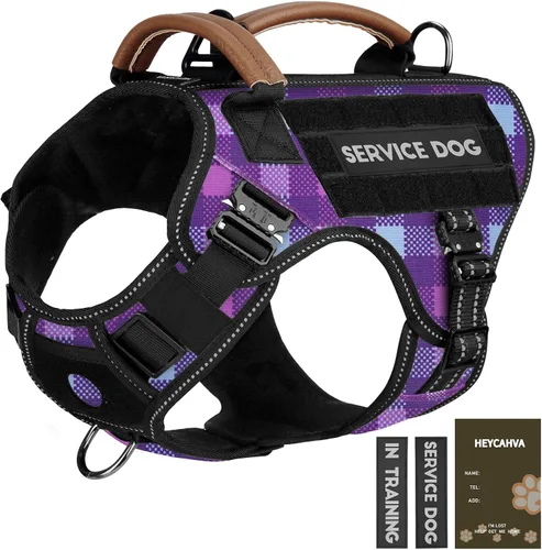 Vista 8 de Arnés táctico para perro, chaleco de servicio con hebillas de metal, chaleco reflectante sin tirones para perros medianos y grandes, chaleco con asa