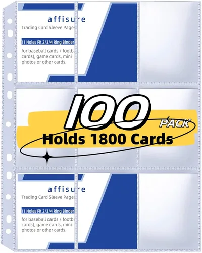 Vista 12 de 9 fundas para tarjetas de bolsillo, capacidad para 900 tarjetas, fundas para carpetas de tarjetas intercambiables, 3 anillos y 9 páginas de bolsillo