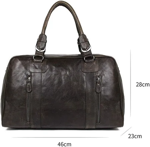 Vista 8 de Vintage aceite cera cuero viaje Duffel 15 "portátil hombro bolsa de fin de semana deportes durante la noche equipaje Tote bolso gimnasio bolsa