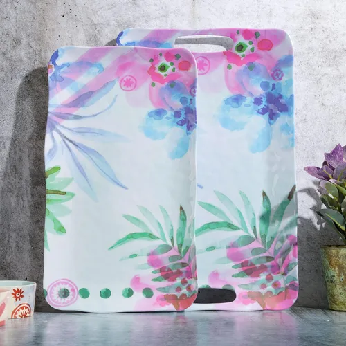 Vista 7 de Spice by Tia Mowry Cinnamon Twist - Bandejas decoradas de melamina de 2 piezas Bandejas para servir
