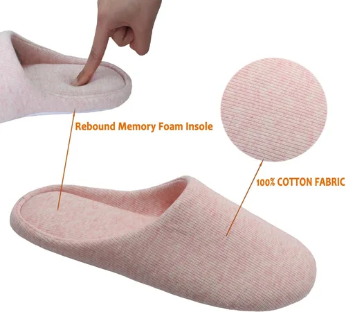 Vista 3 de ofoot Pantuflas de casa de espuma viscoelástica de algodón lavable para mujer, para el hogar, para interiores, para dormitorio, ligeras