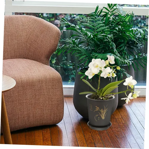 Vista 7 de GANAZONO 3 juegos de macetas de orquídeas duras transpirables para plantas de interior, patrón de orquídeas aleatorias para decoración del hogar