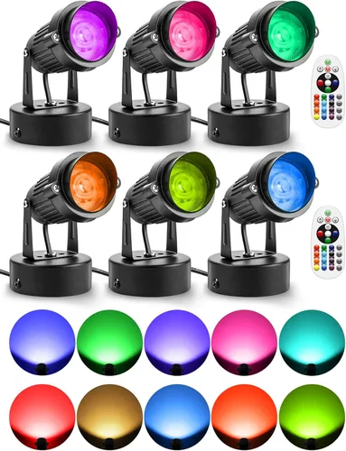 Vista 9 de ZUCKEO Focos LED de 10W para Interiores RGBW que Cambian de Color Iluminación Ascendente para Interiores con Control Remoto, Foco Navideño de 120V
