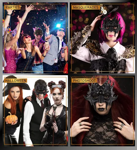 Vista 4 de Accesorio de disfraz de máscara metálica de diablo Steampunk