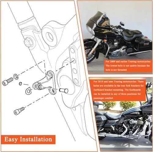 Vista 3 de FOVPLUE Mini estribo de pasajero, estriberas de pasajero con kit de montaje para Harley Touring 1993-2025, para CVO Electra Glide Road Glide Road
