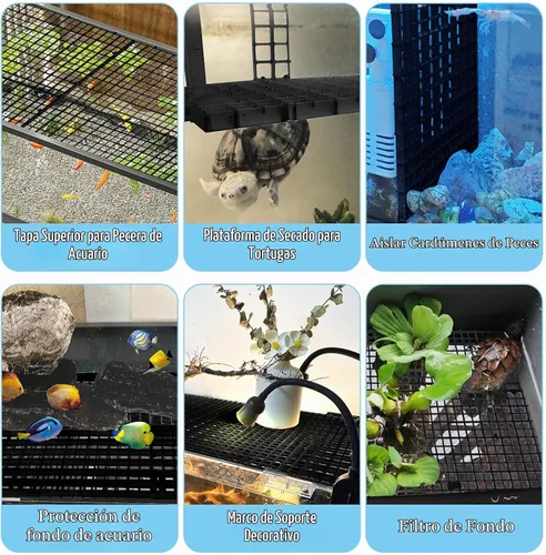 Vista 6 de Hamiledyi Divisor de plástico para acuario con clips, panel de rejilla, tapa de acuario, capó, divisor de tanque de peces, filtro inferior