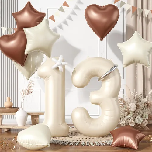Vista 73 de Globos dorados de color champán con el número 11, globos de oro claro, globo de aluminio dorado con forma de corazón con estrella y globo largo