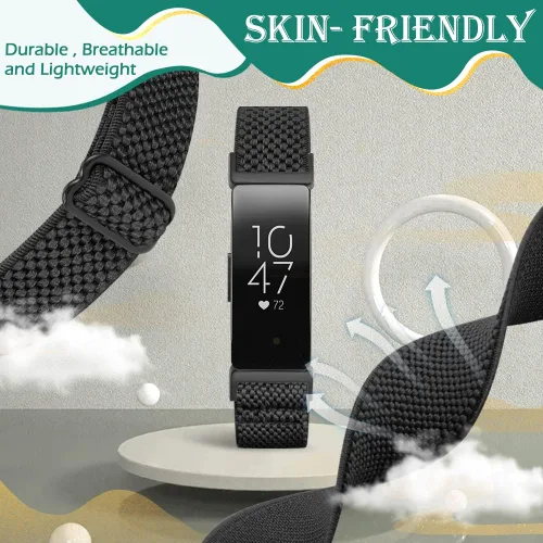 Vista 4 de Correas deportivas de nailon elásticas ajustables compatibles con Fitbit Inspire 3/Inspire 2/Inspire/Inspire HR/Ace 2/Ace 3, correas elásticas
