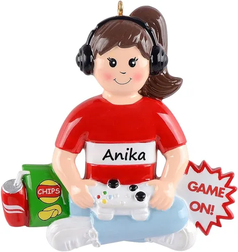 Vista 6 de MAXORA Adorno personalizado para árbol de Navidad para niños, adorno de jugador de video gamer, controlador de mano, decoración de árbol de Navidad