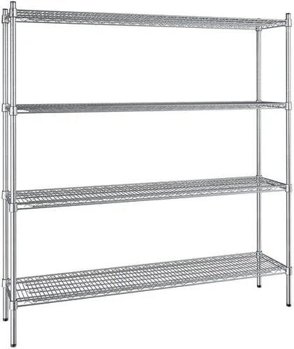 Vista 40 de Kit de 4 estantes de epoxi verde NSF de 21 x 72 pulgadas con postes de 86 pulgadas, estantería de almacenamiento resistente, kit de estantería