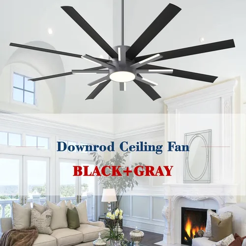 Vista 7 de Ventiladores de techo negros de 72 pulgadas con luces y control remoto, moderno ventilador de techo grande para sala de estar, dormitorio, patio, 6