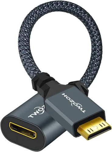 Vista 10 de Twozoh Cable adaptador HDMI macho a mini HDMI hembra, adaptador de cable HDMI macho a hembra Mini HDMI (tipo A a C) 3D/4K 1080p HDMI 2.0