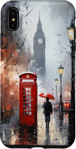 Vista 11 de Funda para iPhone 16 Wet London Iconic Red Phone Booth Clocktower Art Cover Phone Case