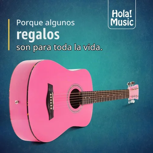Vista 3 de ¡Hola! Guitarras acústicas dreadnought de lujo, Rosado