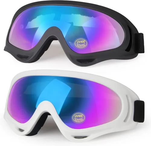 Vista 9 de Gafas para motocross ATV, transparentes, paquete de 2 Motorcycle Motocross, Bike Riding, UTV Off-Road Skiing, Anti-Fog Dustproof