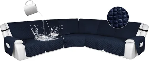 Vista 139 de HDCAXKJ Fundas de sofá seccional reclinable 100% impermeable, forma de L, funda de sofá reclinable lavable acolchada suave para mascotas, perro
