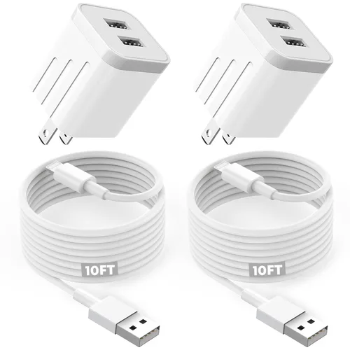 Vista 14 de Cargador rápido para iPhone, cargador de iPhone de carga rápida, paquete de 2 cargadores de pared USB de doble puerto, adaptador de bloque
