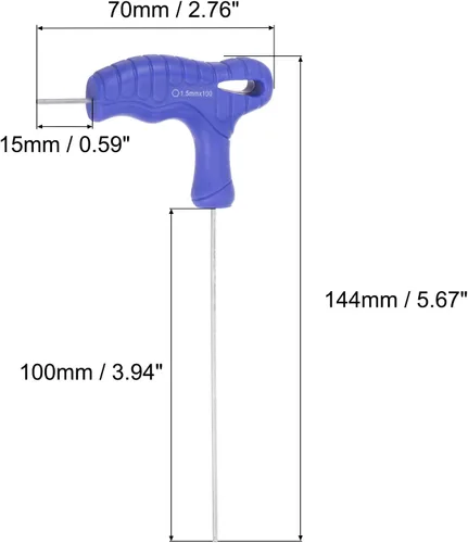 Vista 2 de uxcell Llave hexagonal de extremo de bola de 0.059 in, llave inglesa con mango en T, acero métrico CR-V, 2