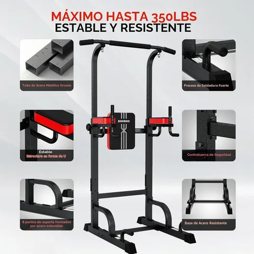 Vista 3 de Power Tower - Barra de dominadas para entrenamiento de gimnasio en casa, multifunción, altura ajustable, equipo de ejercicio de entrenamiento