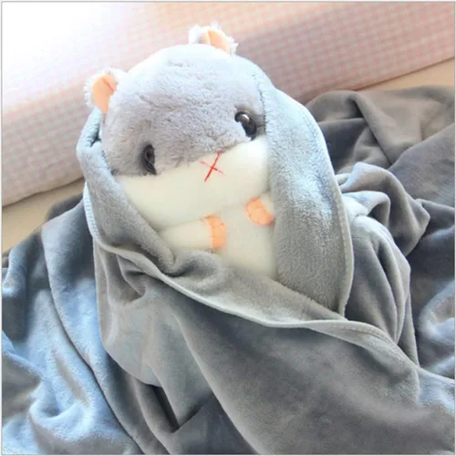 Vista 6 de YunNasi Almohada de peluche con manta de 19.7 pulgadas, color azul