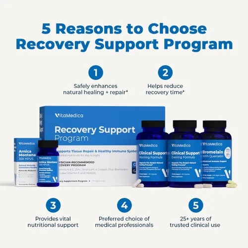 Vista 5 de VitaMedica Arnica Montana 30X + Bromelina + Paquete de fórmula de apoyo clínico Complete Surgery Recovery - Physician-Recommended, Supports Tissue