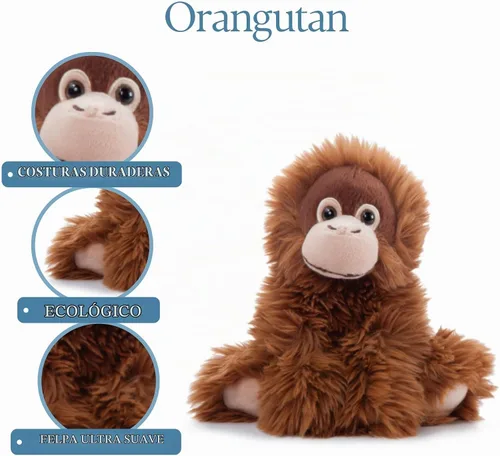 Vista 8 de The Petting Zoo Peluche de orangután hembra, Wild Onez, 9 pulgadas