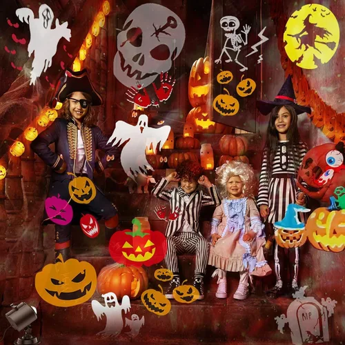 Vista 5 de Luces de proyector de Halloween más brillantes, decoraciones de Halloween mejoradas 2026, proyector de vacaciones, 8 patrones a la vez