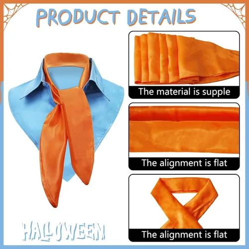 Vista 4 de Disfraz de Halloween para adultos adultos naranja cuello cuadrado bufanda falsa collar desmontable accesorios de fiesta cosplay, Azul