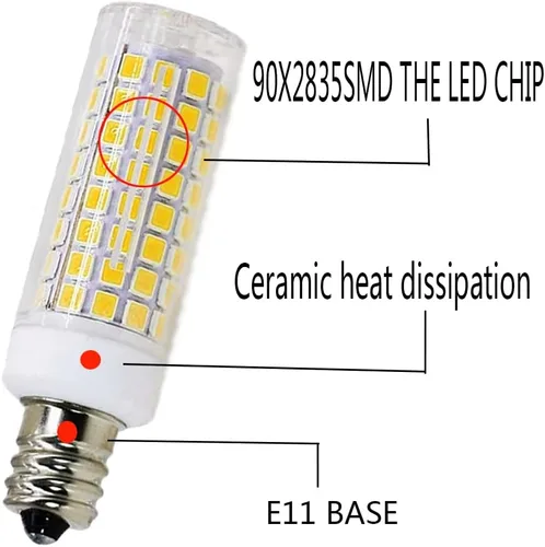 Vista 3 de Bombilla LED E11 de 75 W, 100 W, reemplazo de bombillas halógenas, JD T4 e11, mini base de candelabro de 110 V, 120 V, 130 bombillas de entrada