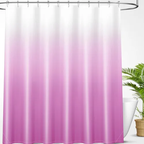 Vista 28 de OLANLY Juego de cortinas de ducha de lujo beige y blanco degradado con 12 ganchos, cortinas de ducha decorativas impermeables y lavables para baño