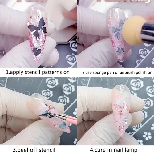 Vista 7 de 6 hojas de calcomanías para arte de uñas, diseño francés, diseño francés, guías de uñas huecas, suministros para mujeres, decoración de manicura