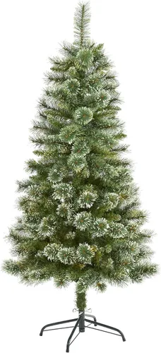 Vista 13 de Árbol de Navidad artificial de pino con punta de nieve delgado de 1.5 m de Wisconsin de Nearly Natural con 150 luces LED transparentes