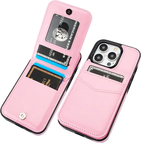 Vista 14 de KIHUWEY Compatible con iPhone 15 Pro Funda Cartera con Soporte para Tarjetas de Crédito, Tapa de Cuero Premium con Cierre Magnético y Soporte, Funda
