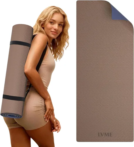 Vista 10 de Yoga Mat Non Slip, Anti-Tear 1/4" & 2/5" Thick TPE Yoga Mats for Women and Men, a stylish and practical dual-tone yoga mat.72"x24" Exercise &