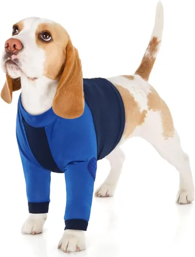 Vista 15 de LeLePet Traje de recuperación para perros para las patas delanteras, manga para perros para detener la lamida, protector de codo para lesiones