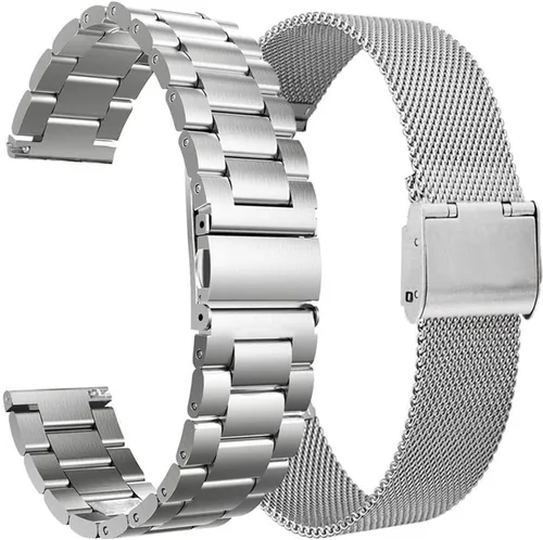 Vista 9 de Paquete de 2 correas de reloj para Samsung Galaxy Watch 8 7 6 5 4 Classic FE Pro Ultra Stainless Steel,20MM,Pack of 2,Double Button Clasp,Business