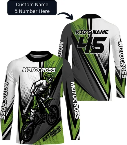 Vista 4 de Camiseta de motocross personalizada UPF 30+, motocross, motocicleta, todoterreno, carreras, jóvenes, manga larga, NMS365
