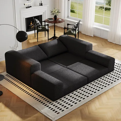 Vista 6 de Sofá seccional modular en forma de nube, sofá modular de combinación DIY para sala de estar, sofás de asiento de amor tejidos únicos con 2