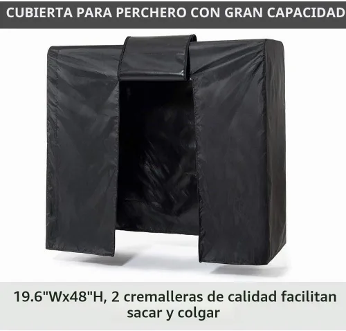 Vista 3 de Funda para perchero de 59 pulgadas para almacenamiento, resistente al polvo, impermeable, con 2 cremalleras fuertes completas, funda para armario