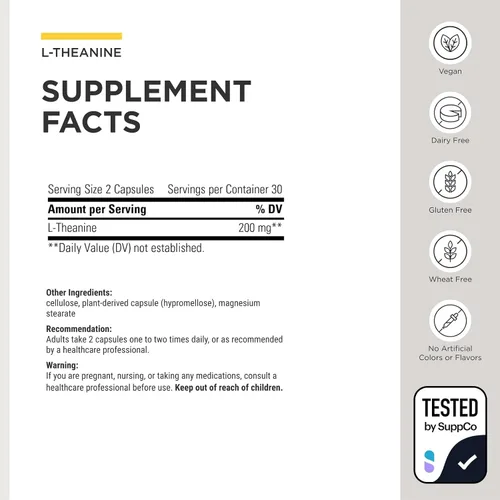 Vista 3 de Integrative Therapeutics L-teanina - L-teanina para apoyar un estado relajado* - Respuesta saludable al estrés* - Suplemento de aminoácidos vegano