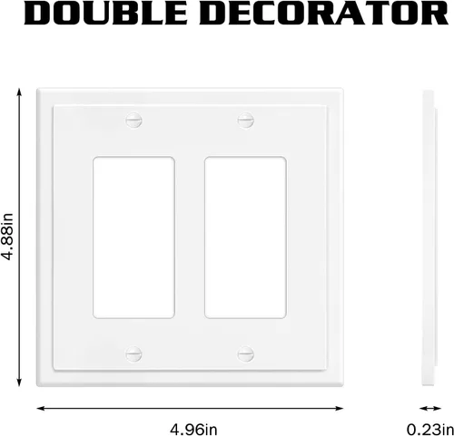 Vista 7 de Placa Decorativa de Pared de Borde Moderno de 2 Enchufes, Cubierta para Interruptor de Salida, Doble Decorador, Placa Frontal Eléctrica