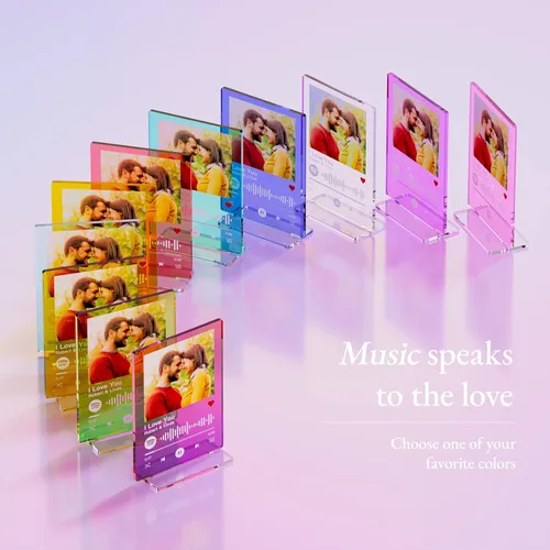 Vista 2 de Placa de Spotify personalizada con soporte acrílico, placa de vidrio Spotify, regalos de cumpleaños para mujeres, canción acrílica personalizada