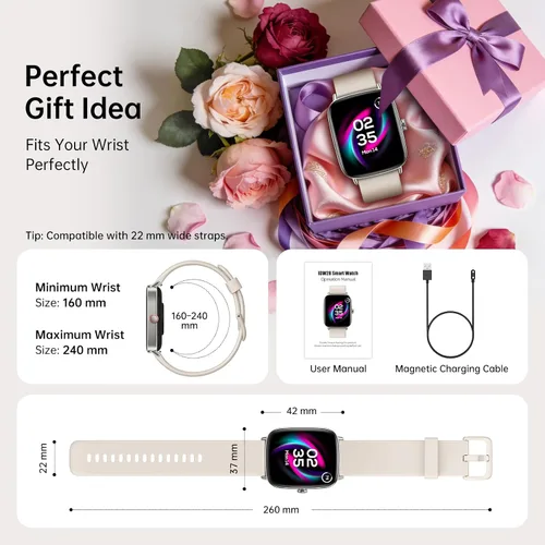 Vista 9 de Gydom Reloj inteligente para mujer, responder/hacer llamadas, pantalla HD