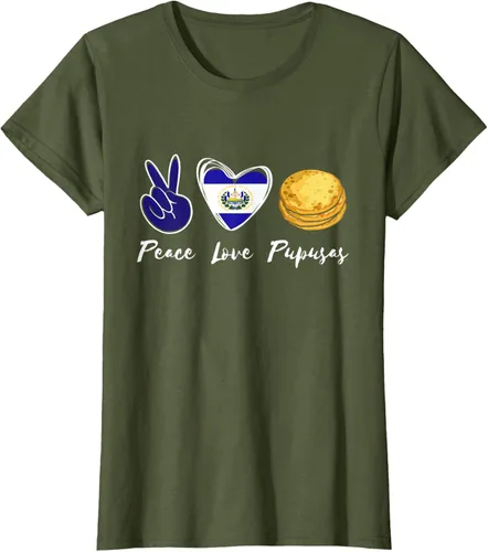 Vista 77 de Pupusas Lover Love Peace El Salvadaor Camiseta Comida Salvadoreña