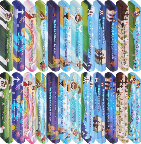 Vista 4 de Kolewo4ever 144 Pieces Bible Verses Slap Bracelets, Religious Christian Slap Bracelets, Scripture Inspirational Bible Wristbands, 12 Styles