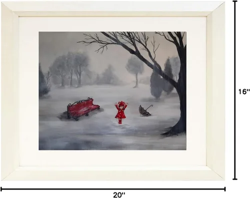 Vista 2 de Buyartforless Framed Puddles by Ed Capeau Matted Matted Art Painting Reproduction White Frame