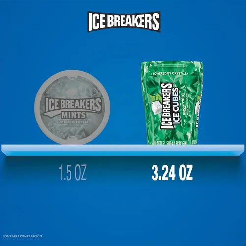 Vista 4 de ICE BREAKERS Ice Cubes - Botellas de goma de mascar sin azúcar con sabor a menta verde, 3.24 onzas (6 unidades, 40 piezas)
