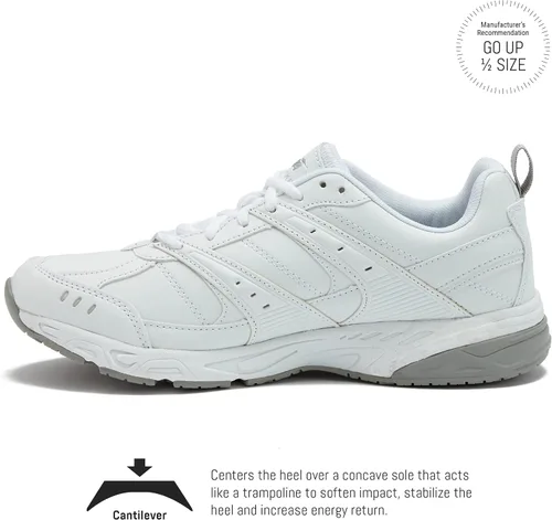 Vista 3 de Avia Avi-Union II - Zapatos antideslizantes para mujer, cómodos con cordones, para el trabajo o caminar, medianos o anchos, negro o blanco, Blanco